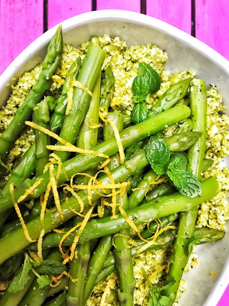 Crushed pea, mint, lemon and asparagus salad The Slimming Foodie